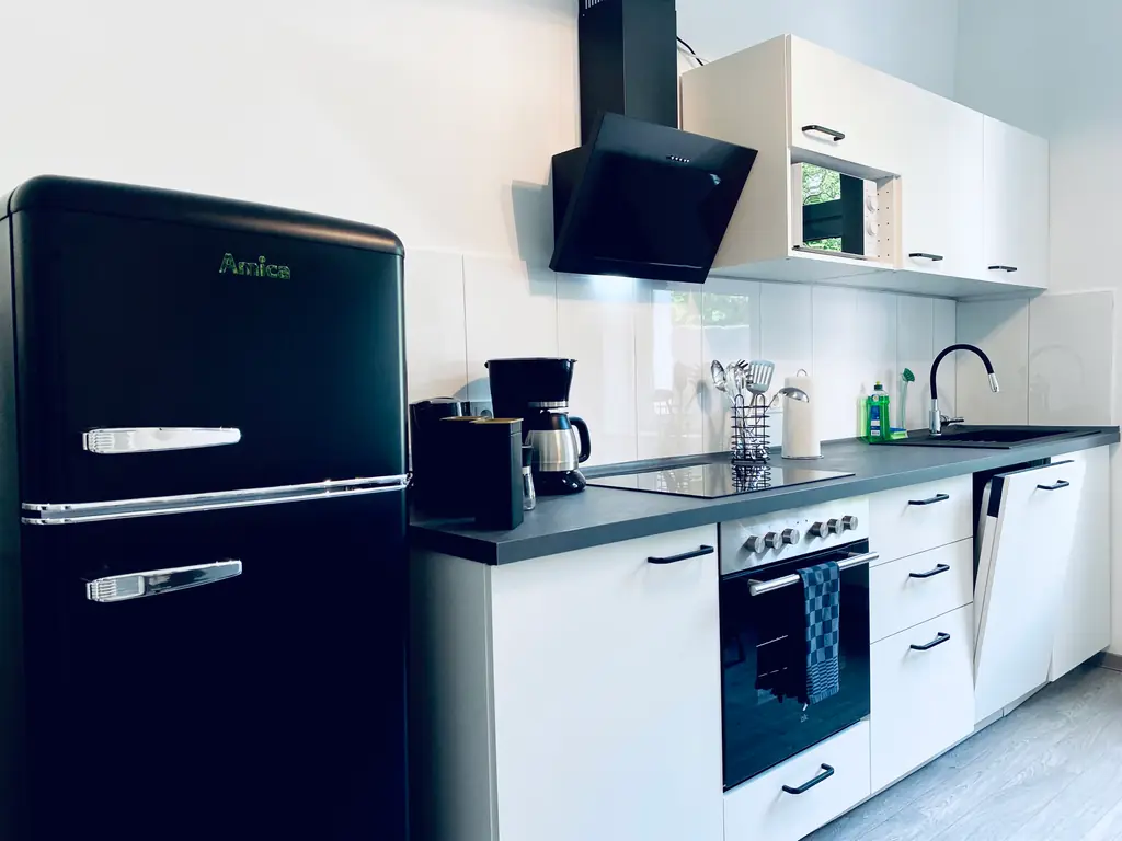 SH Team 1.0: Küche mit Retro-Kühlschrank